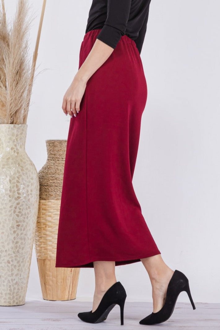 SANDRA MAXI PENCIL SKIRT IN BURGUNDY (plus)