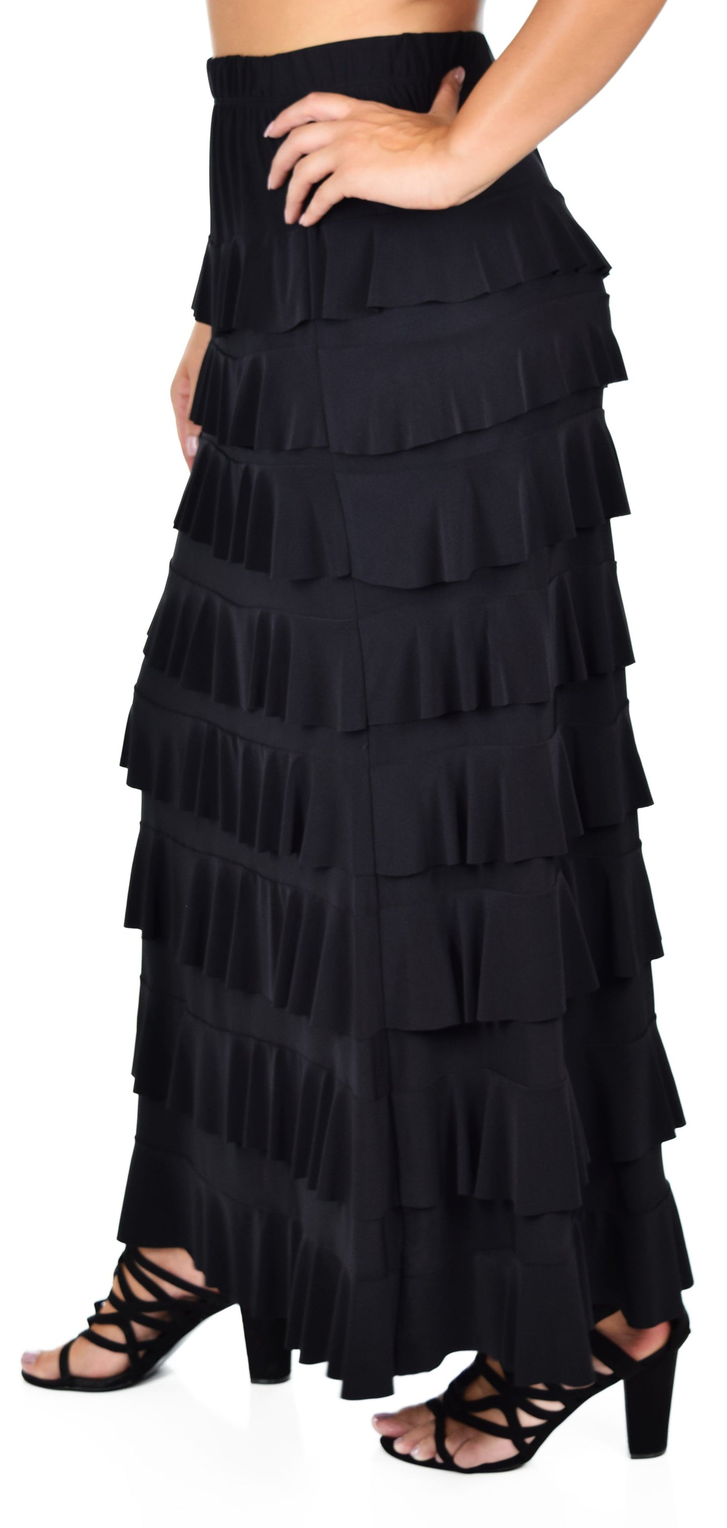 PARIS RUFFLE MAXI SKIRT (BLACK)