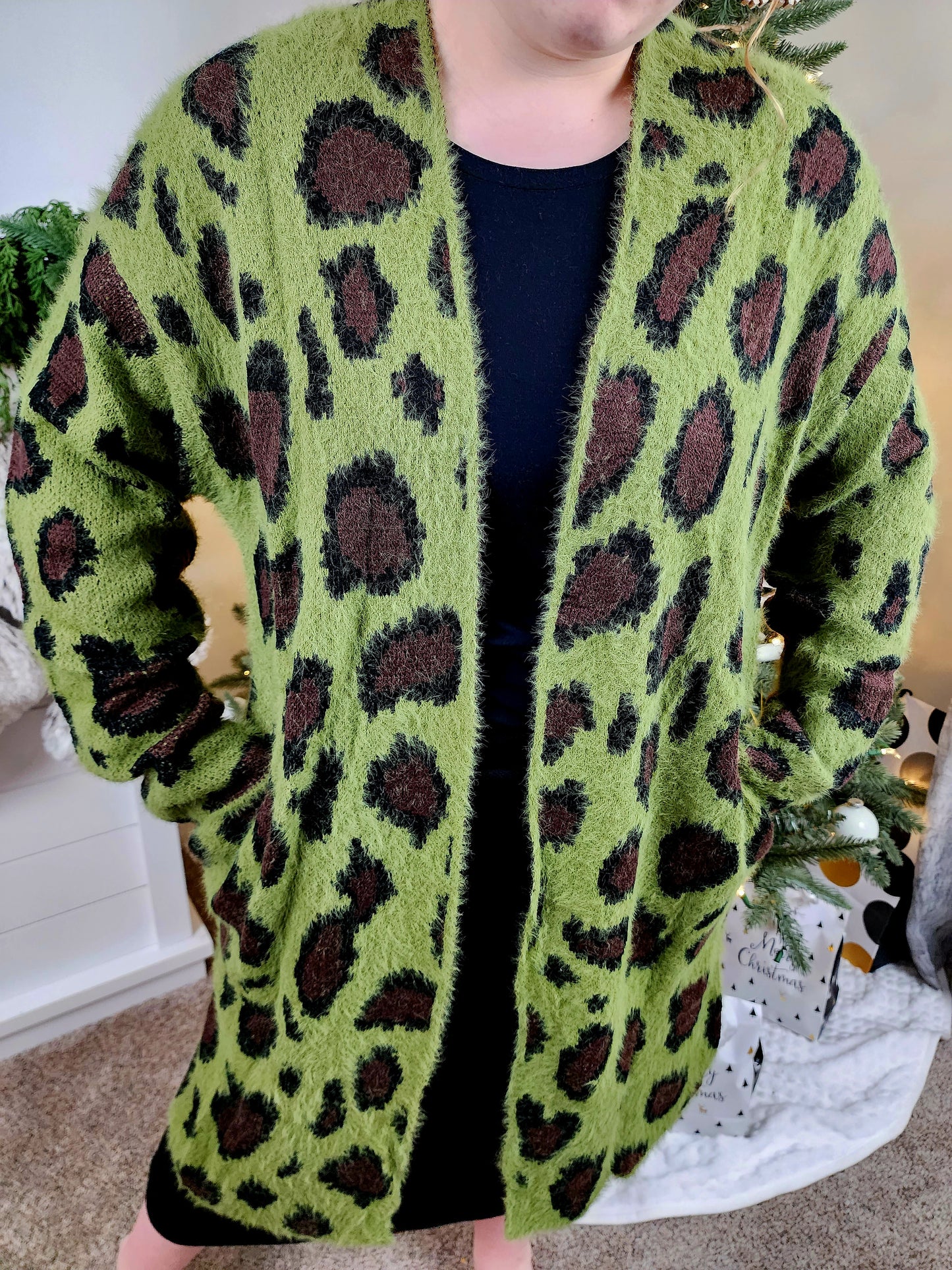 OLIVE LEOPARD CARDIGAN