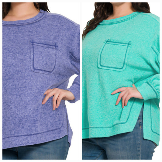 HACCI BRUSHED HI-LOW SWEATER (MULTI)