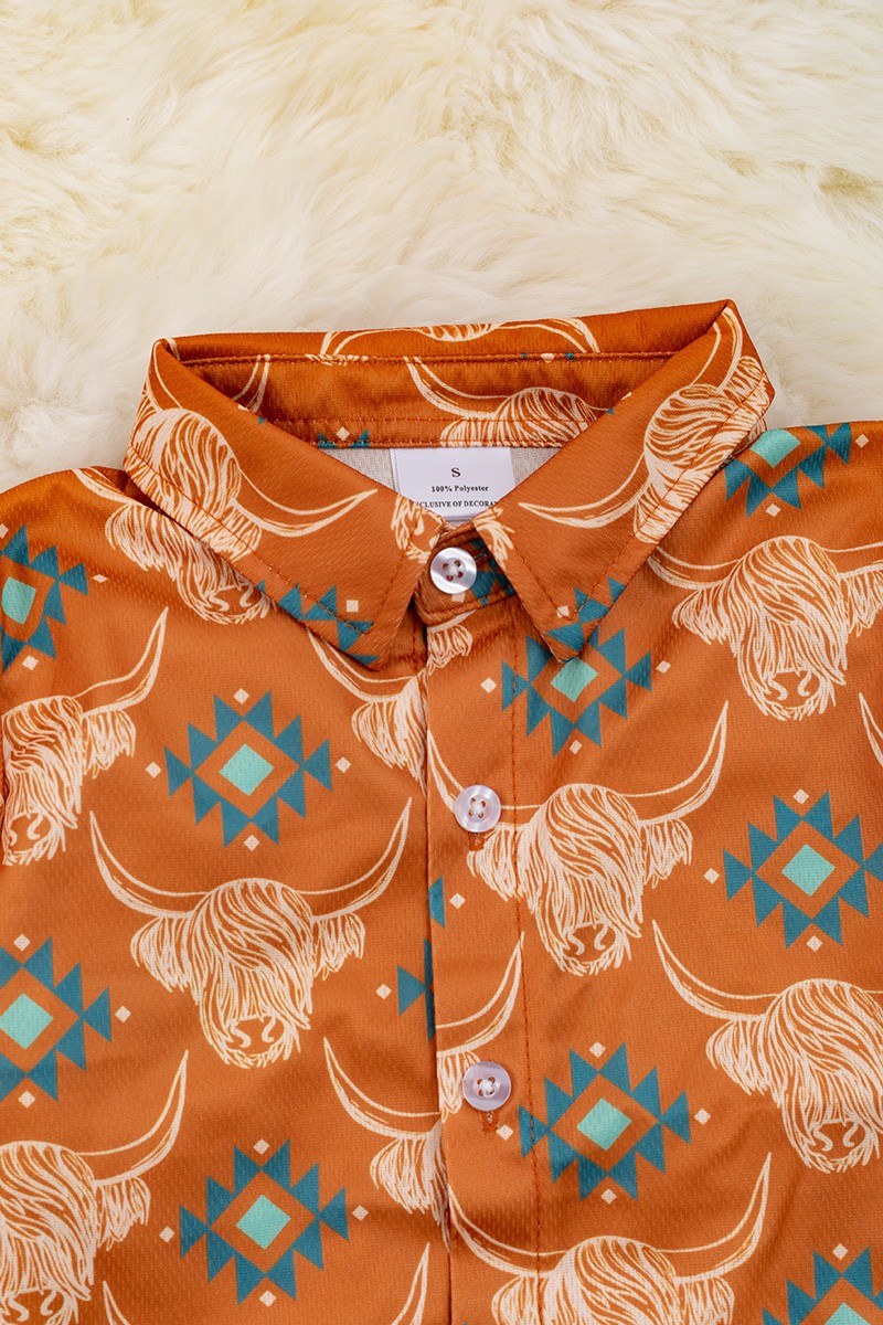 KIDS AZTEC COW SHIRT