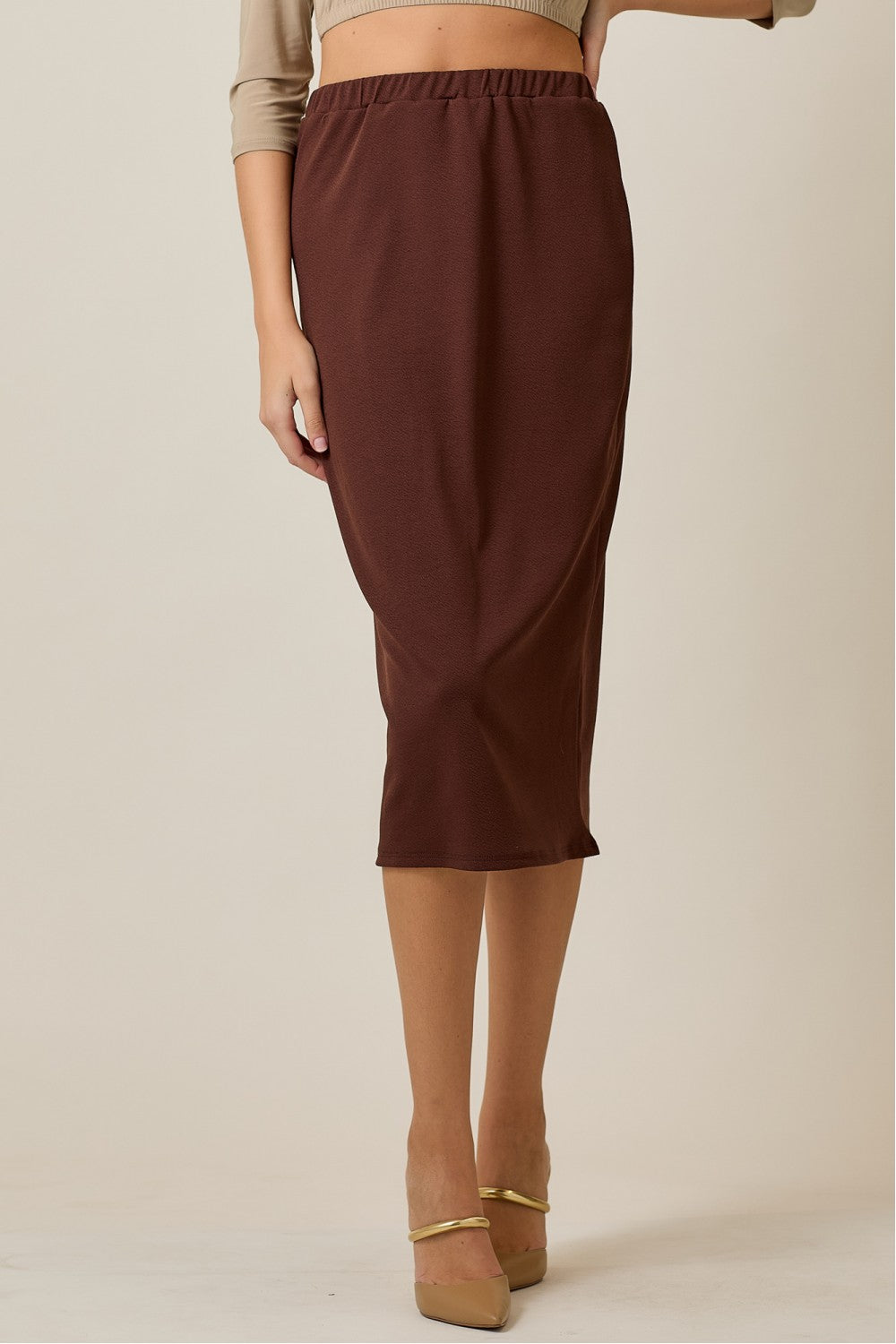 31 INCH SANDRA SKIRT IN BROWN