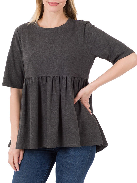 CHARCOAL EMPIRE WAIST PULL OVER TOP