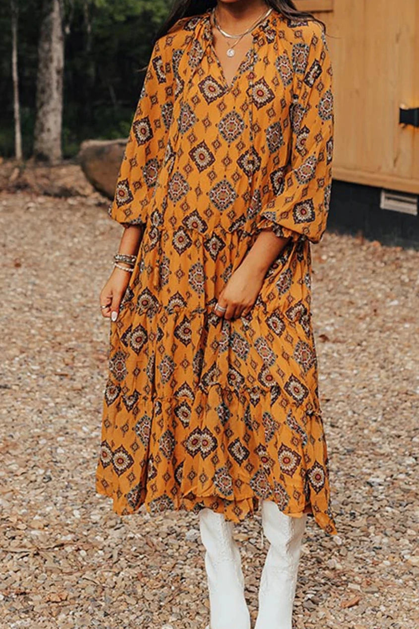 GEOMETRIC FLOWY DRESS