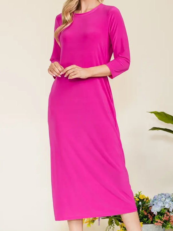 CLASSIC LAYERING DRESS IN FUSCHIA