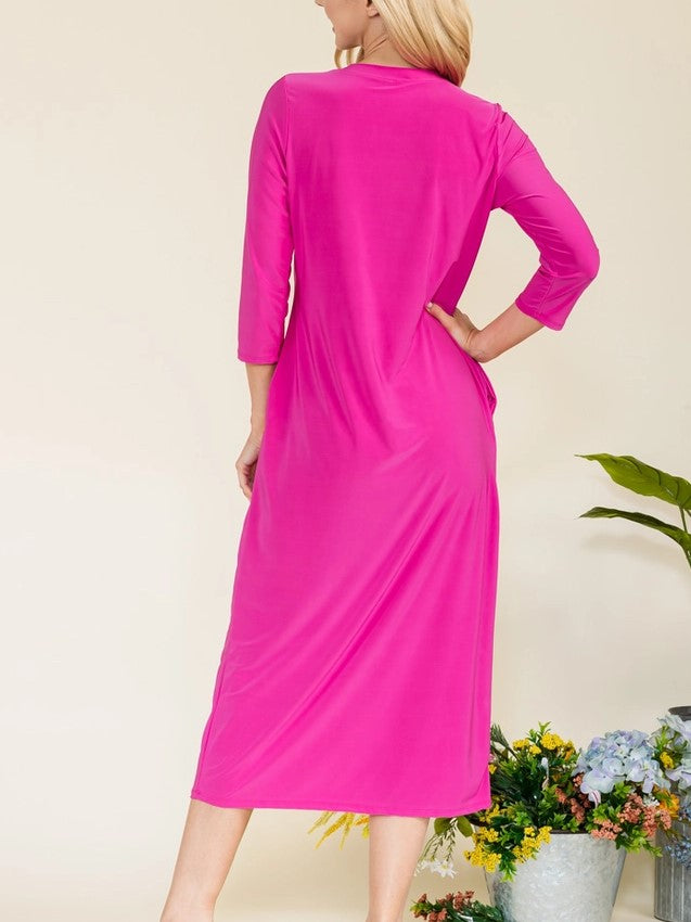 CLASSIC LAYERING DRESS IN FUSCHIA