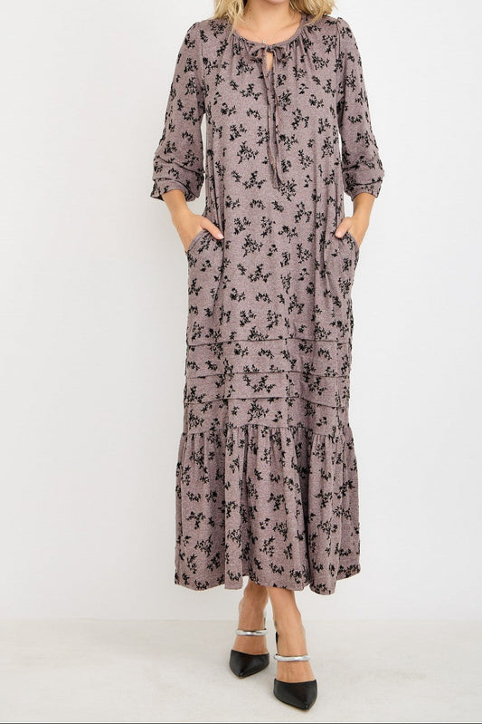 FLORAL TIERED RUFFLE DRESS