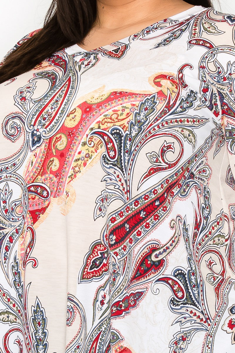 PAISLEY PRINT VNECK PULLOVER