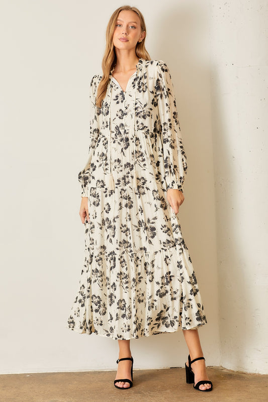 POLAGRAM FLORAL TIERED DRESS