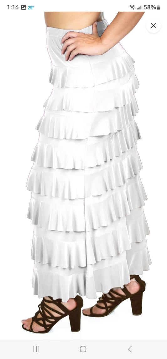 PARIS RUFFLE MAXI SKIRT (WHITE)