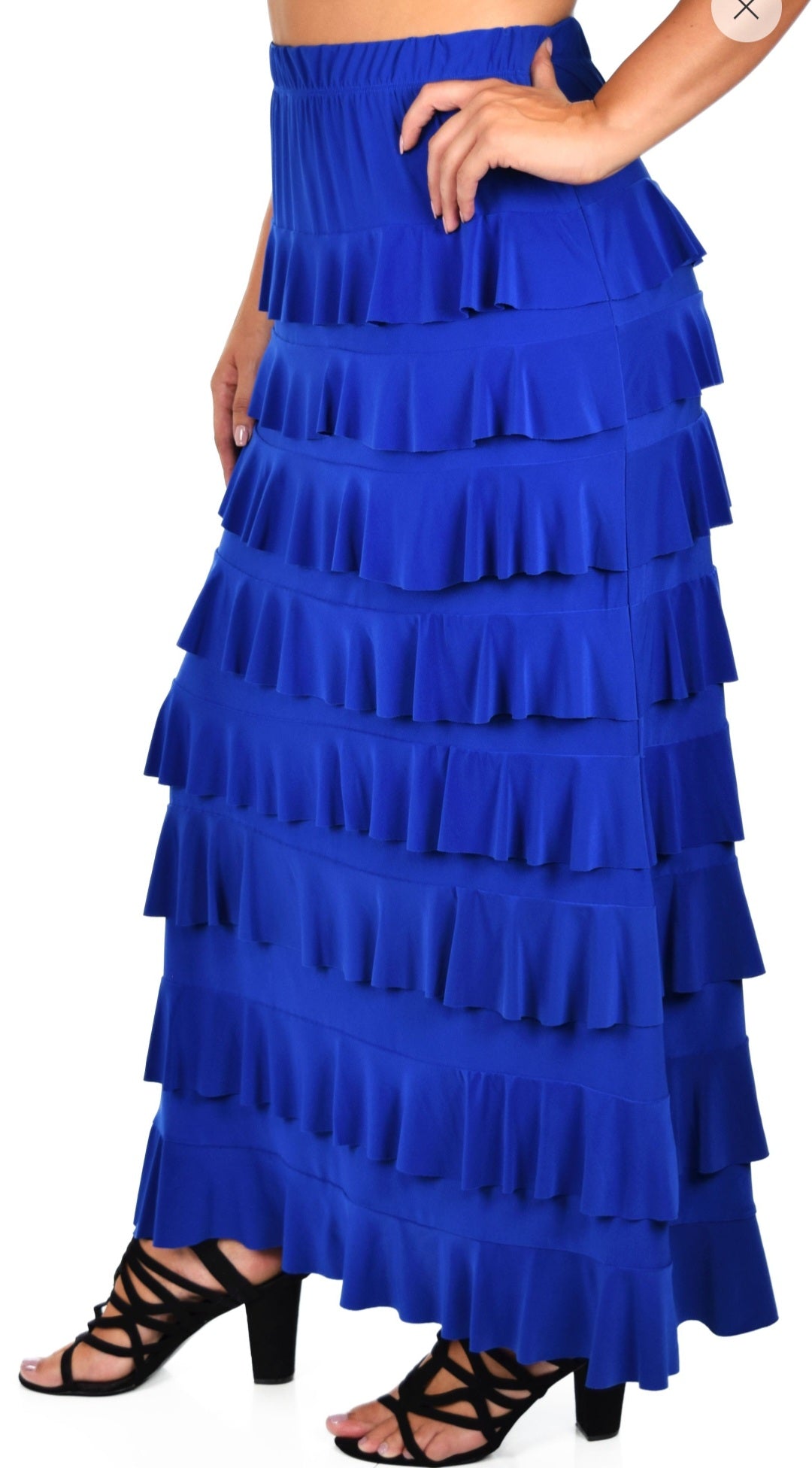 PARIS RUFFLED MAXI SKIRT IN ROYAL BLUE