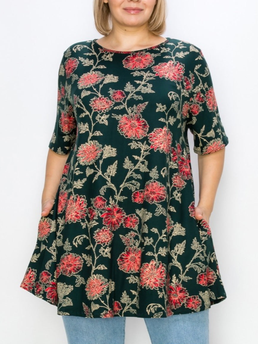 EXTENDED PLUS FLORAL TUNIC