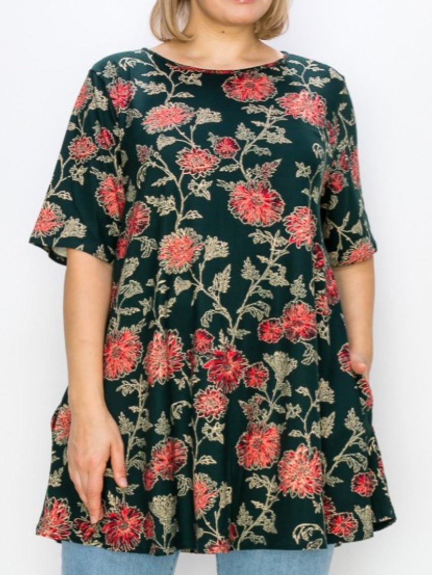 EXTENDED PLUS FLORAL TUNIC