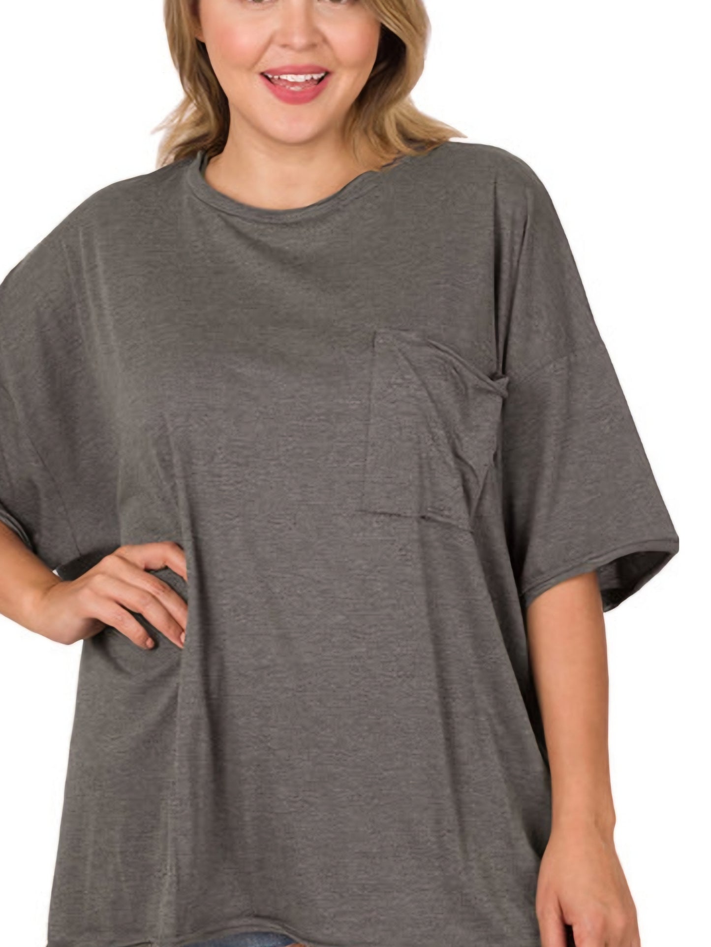 CHARCOAL OVERSIZED TEE (POCKET)