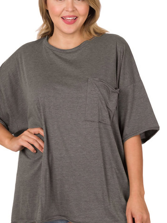 CHARCOAL OVERSIZED TEE (POCKET)