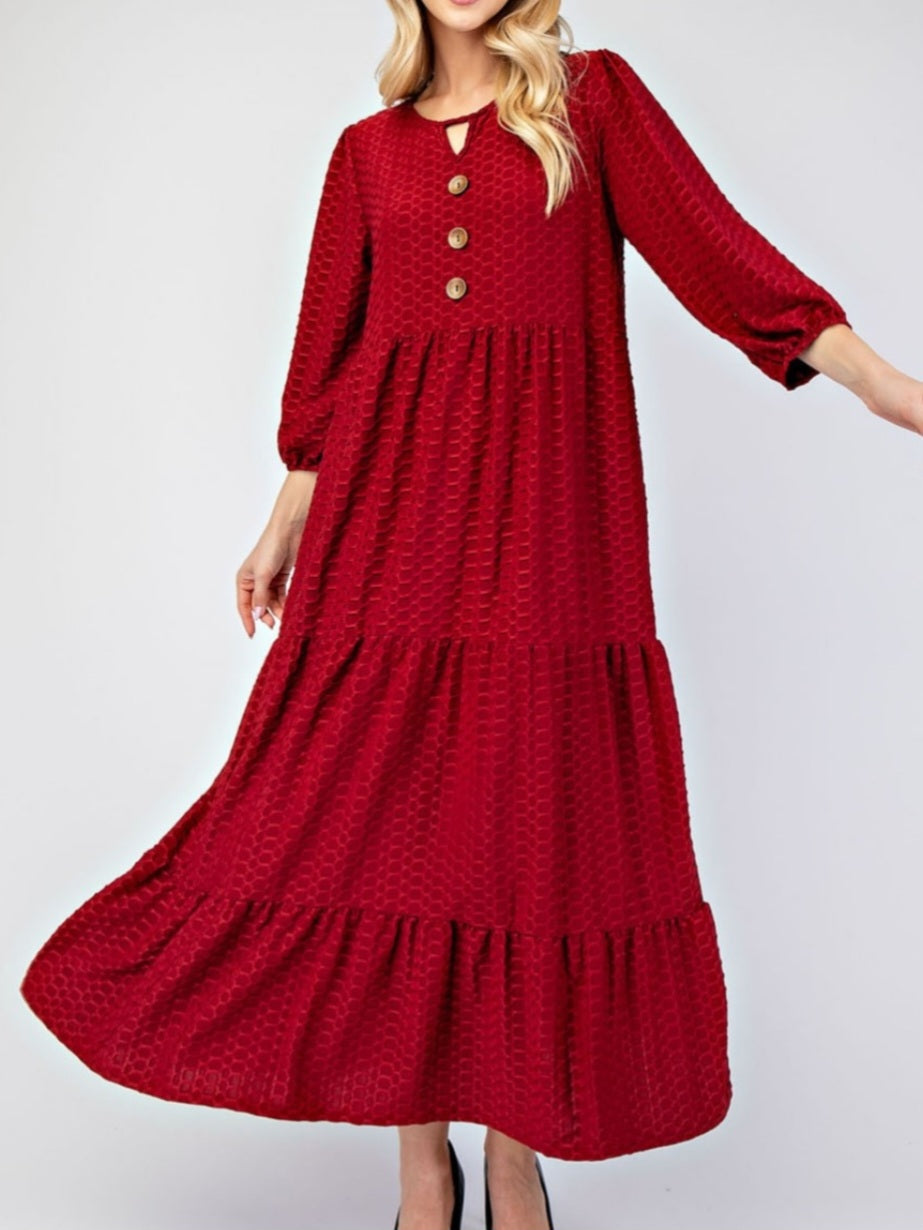 CHARLOTTE DRESS IN BURGUNDY