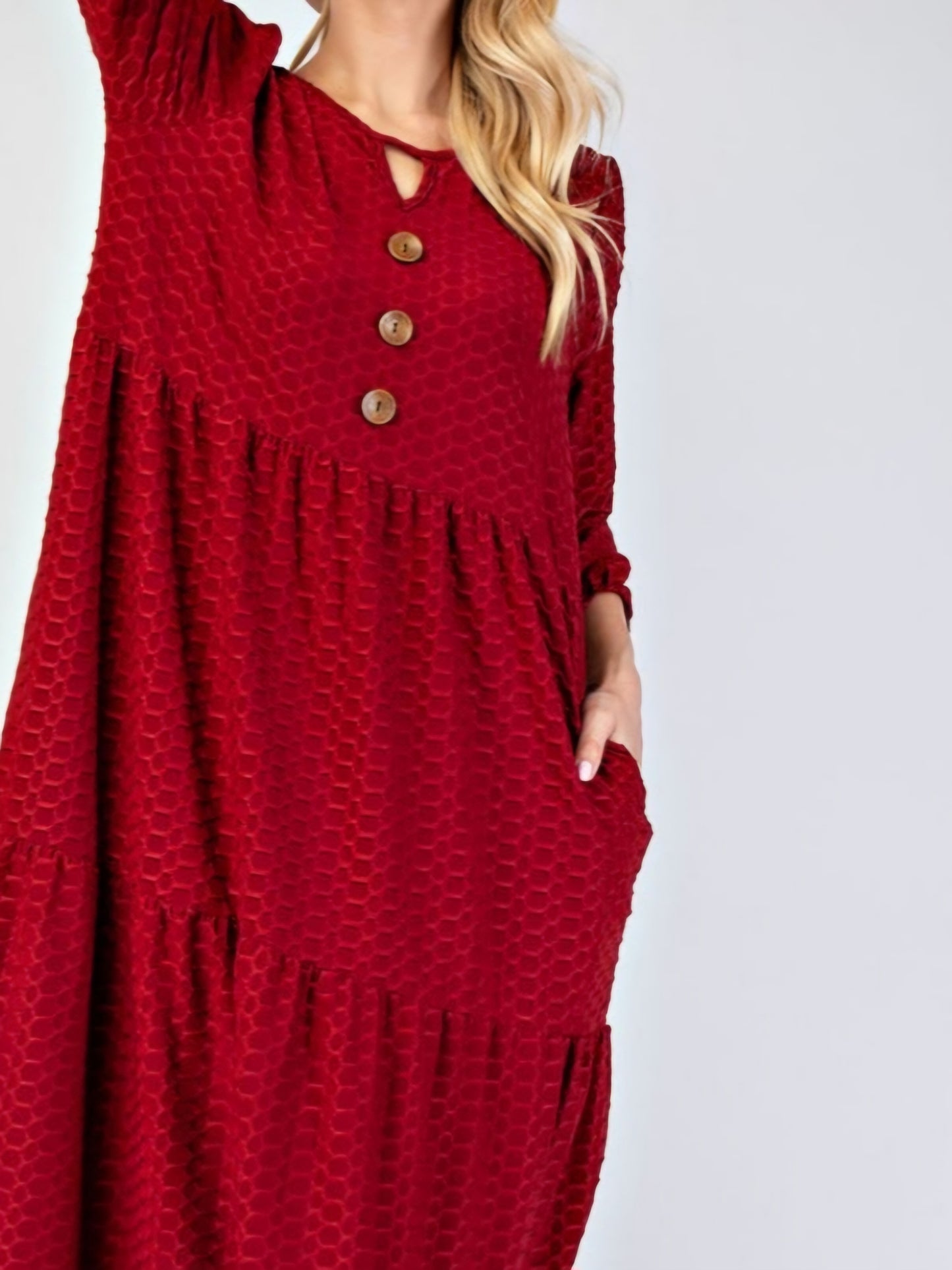 CHARLOTTE DRESS IN BURGUNDY