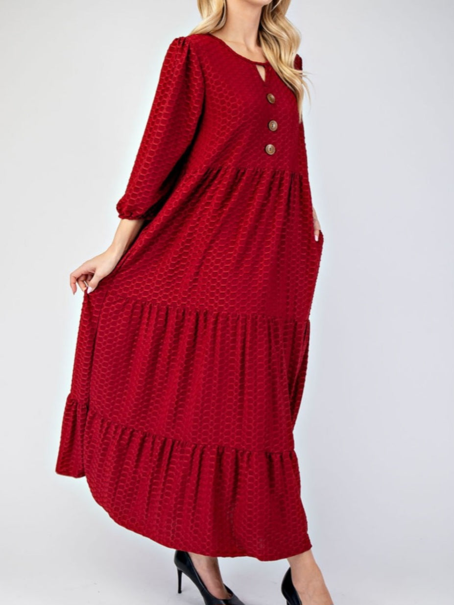 CHARLOTTE DRESS IN BURGUNDY