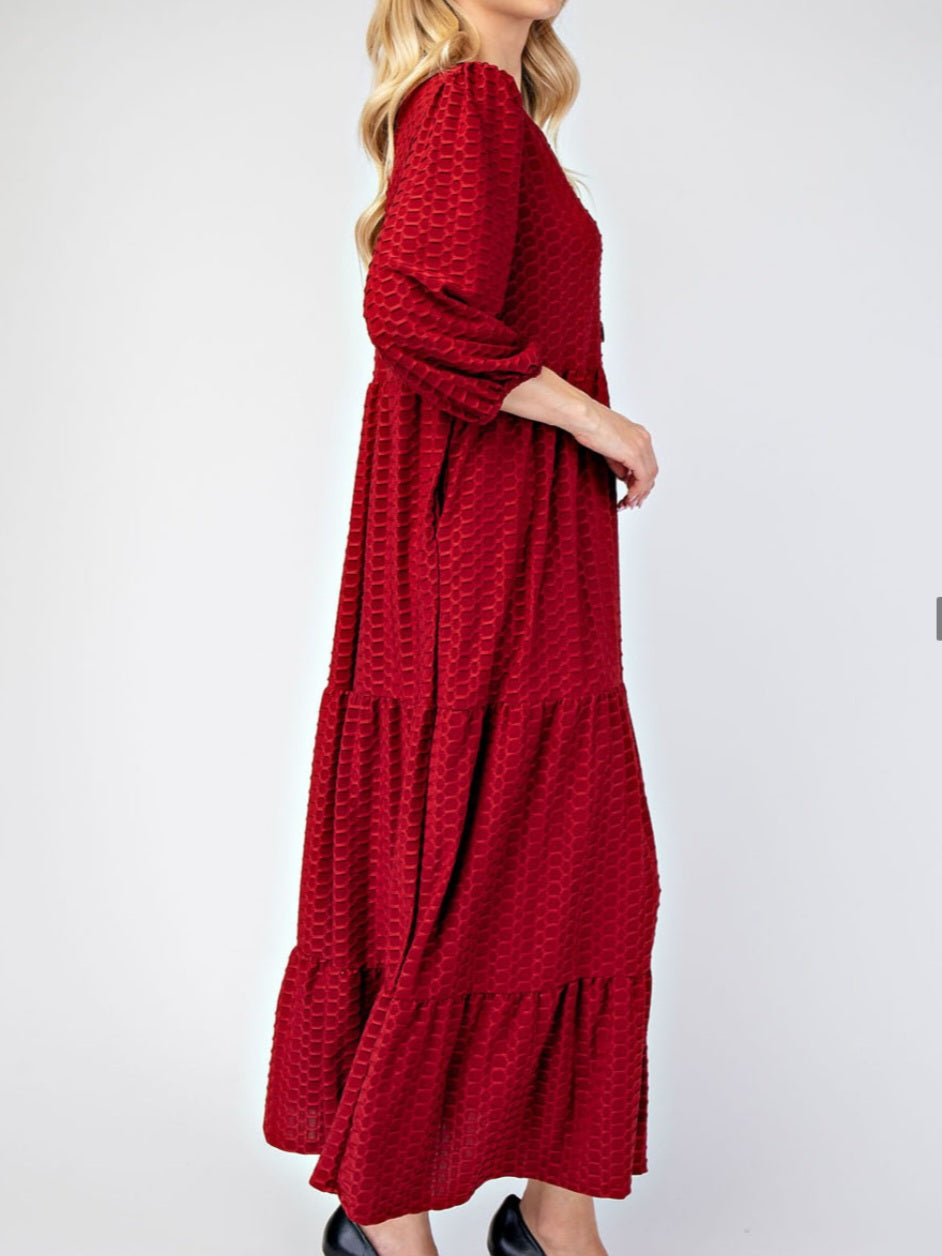 CHARLOTTE DRESS IN BURGUNDY