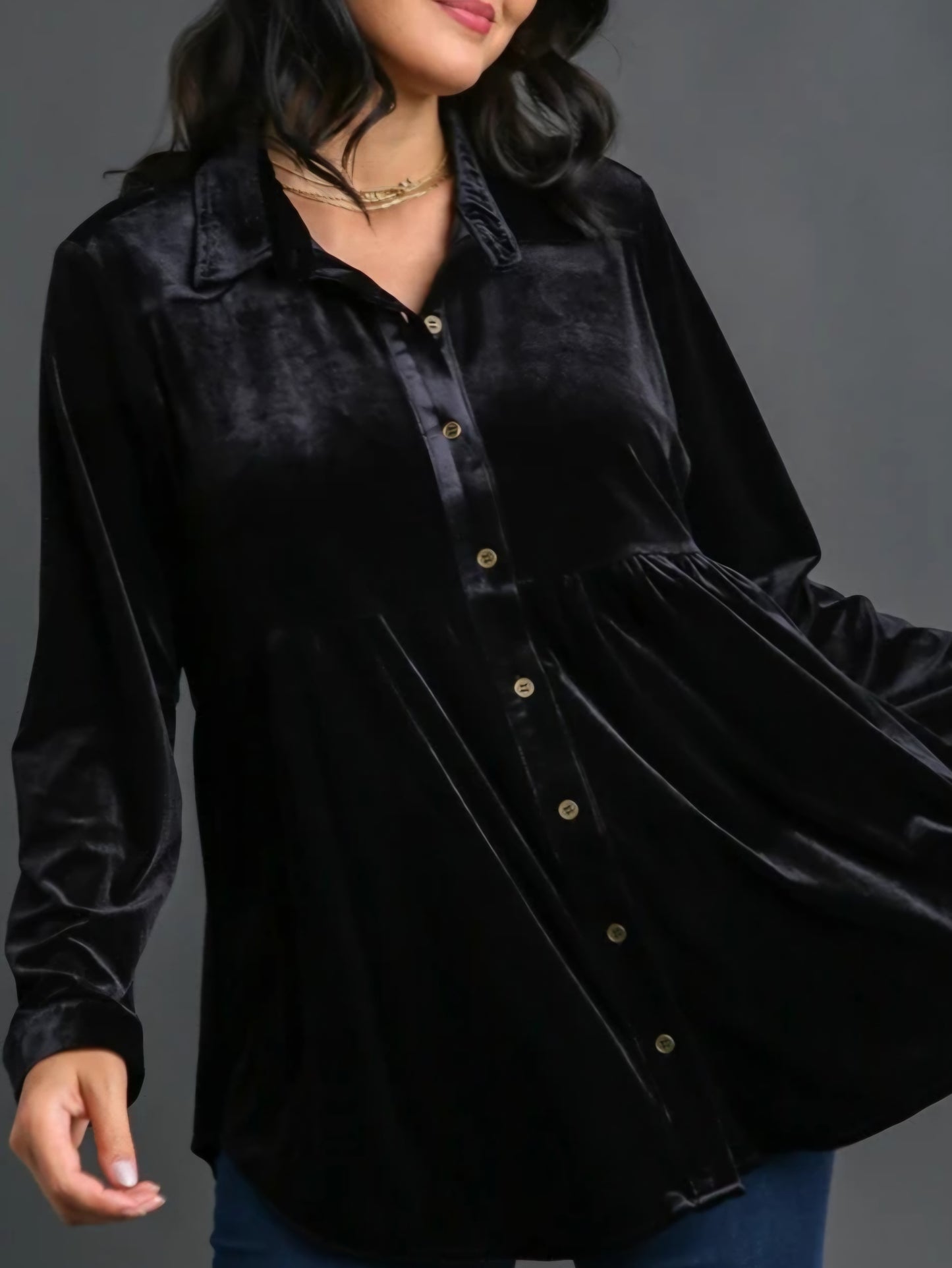 PLUS VELVET BABYDOLL TUNIC