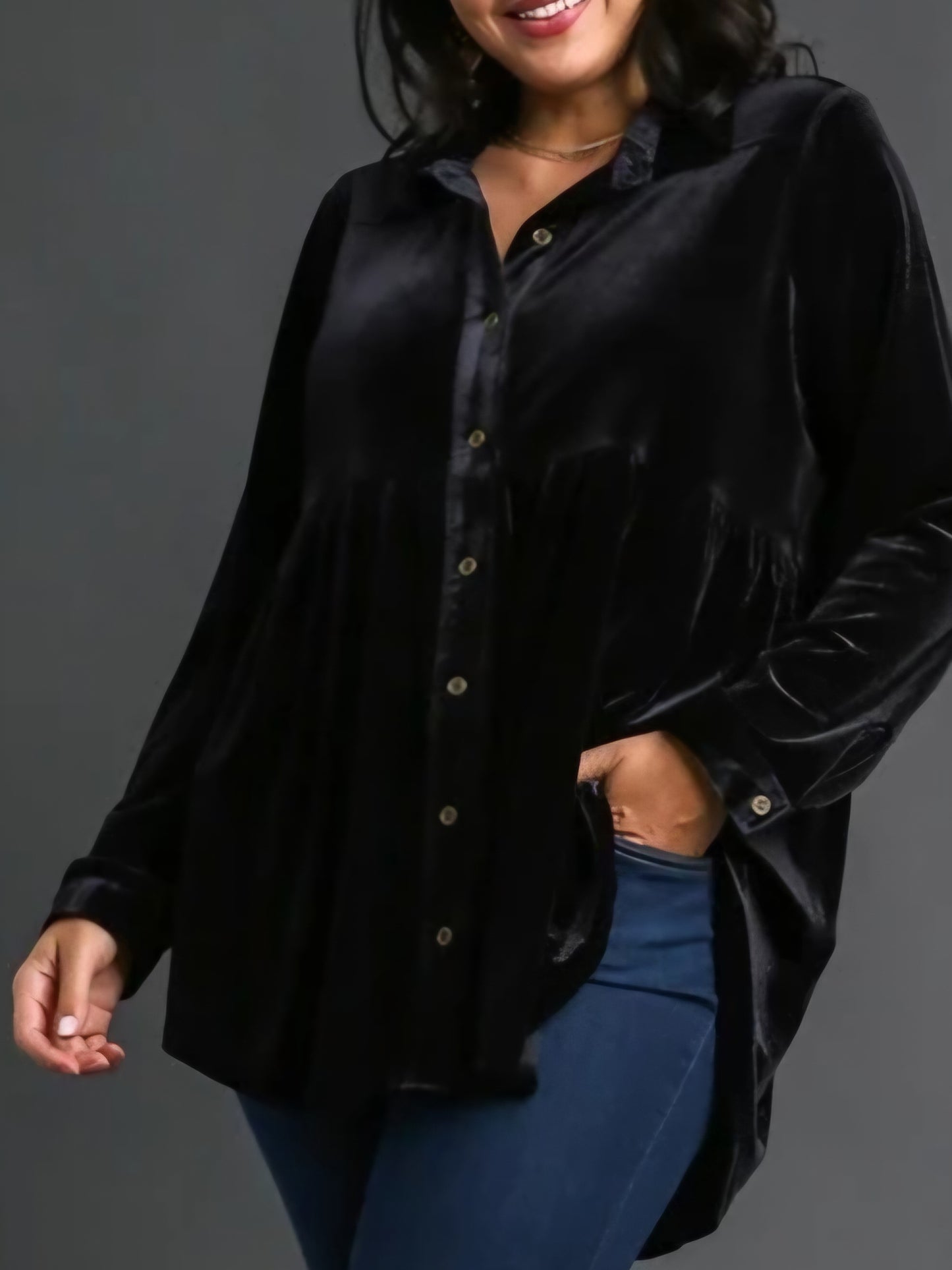 PLUS VELVET BABYDOLL TUNIC