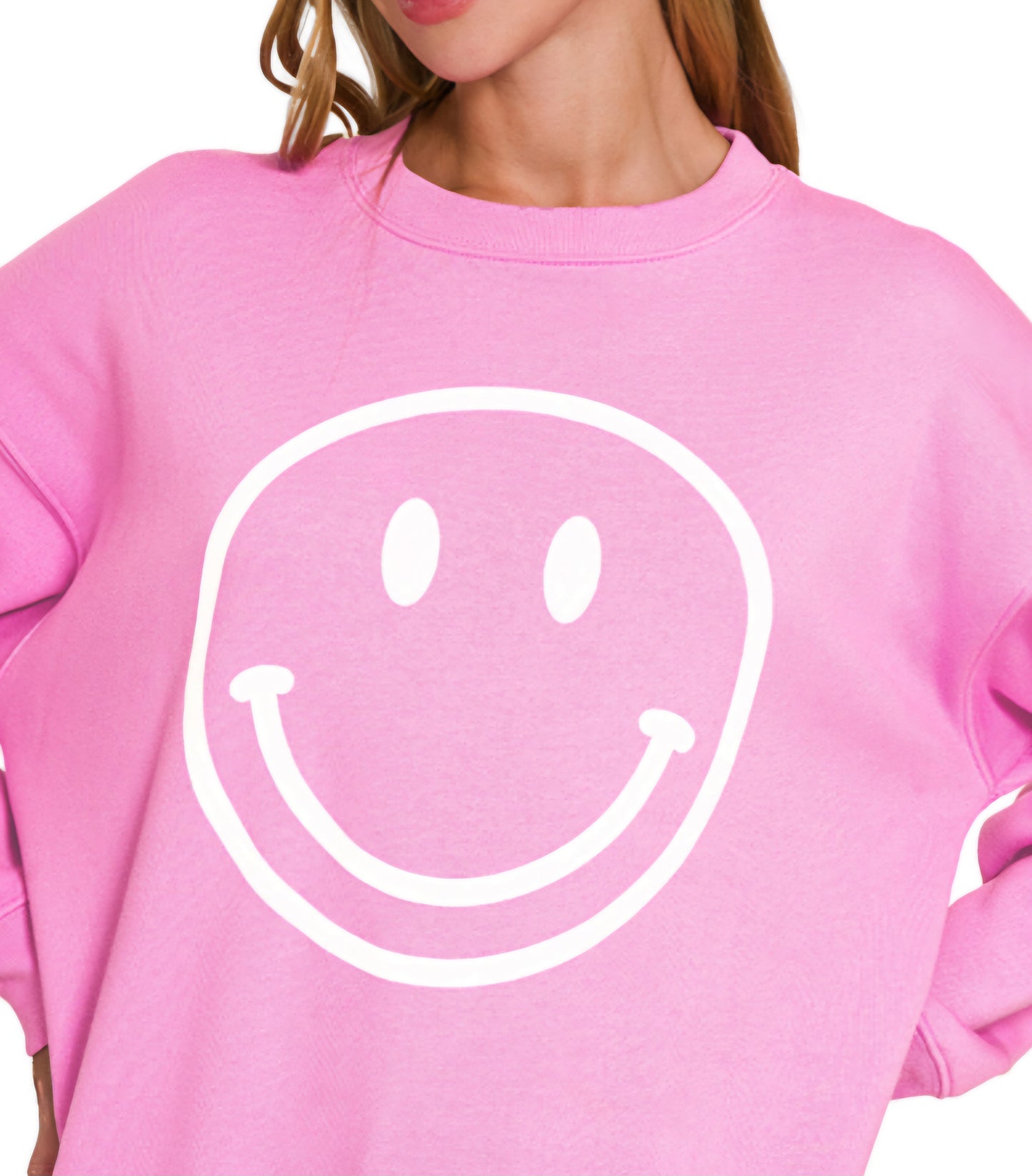 CANDY PINK SMILEY FACE SWEATSHIRT