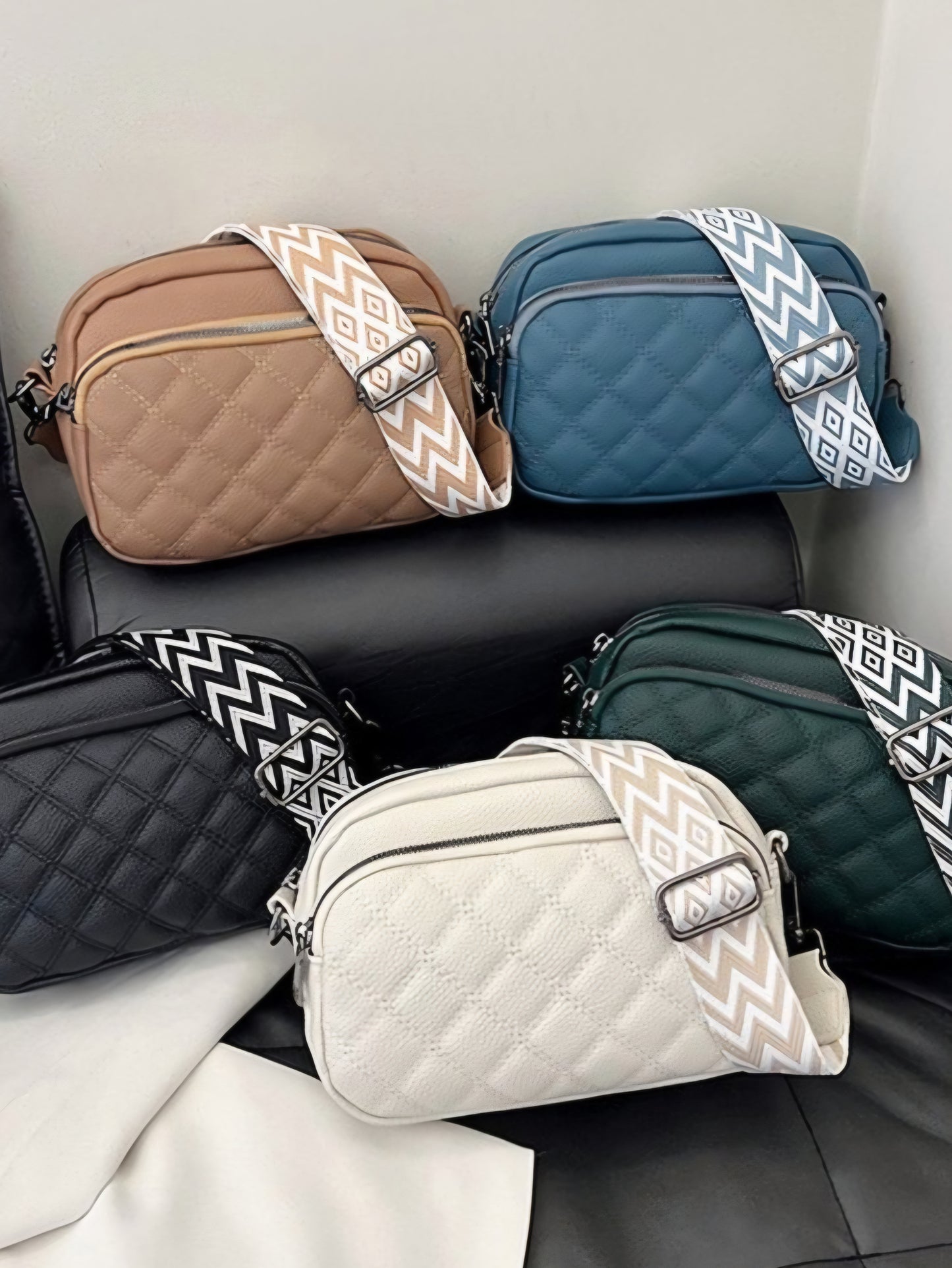 QUILTED VEGAN LEATHER CROSSBODY (multi)