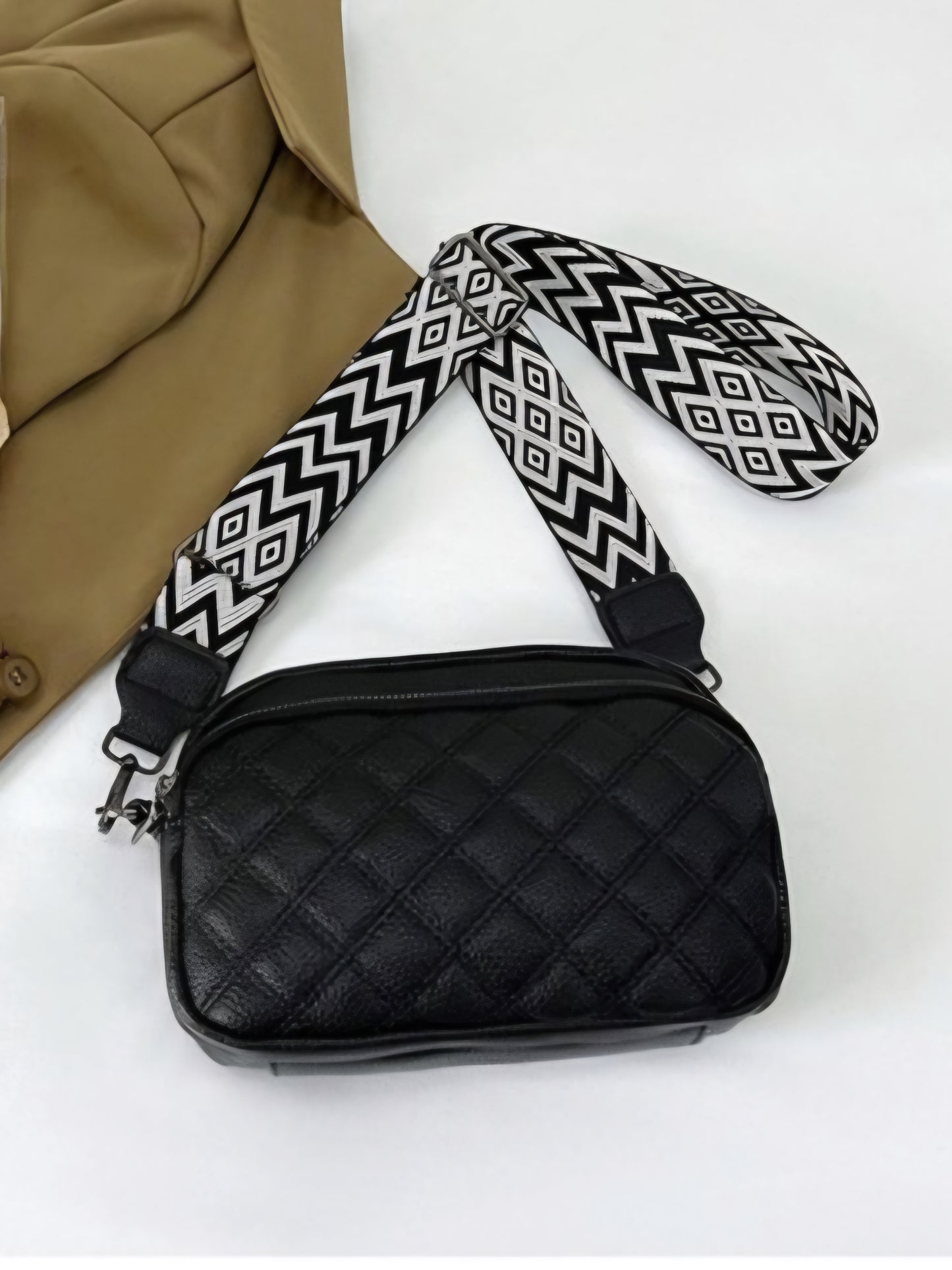 QUILTED VEGAN LEATHER CROSSBODY (multi)