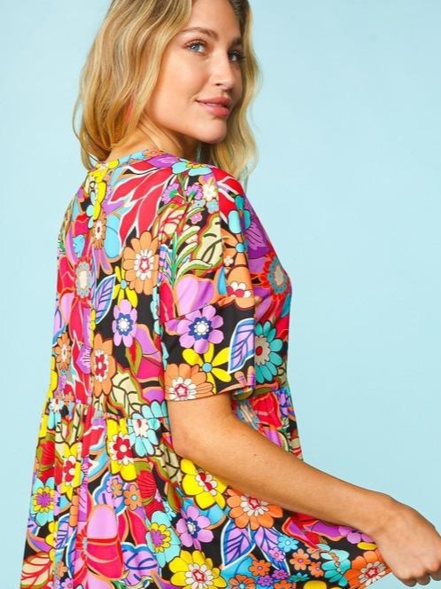 FLORAL PEPLUM RETRO SHIRT