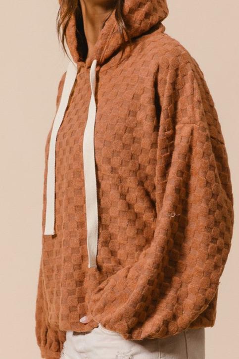 BROWN CHECKERED HOODIE