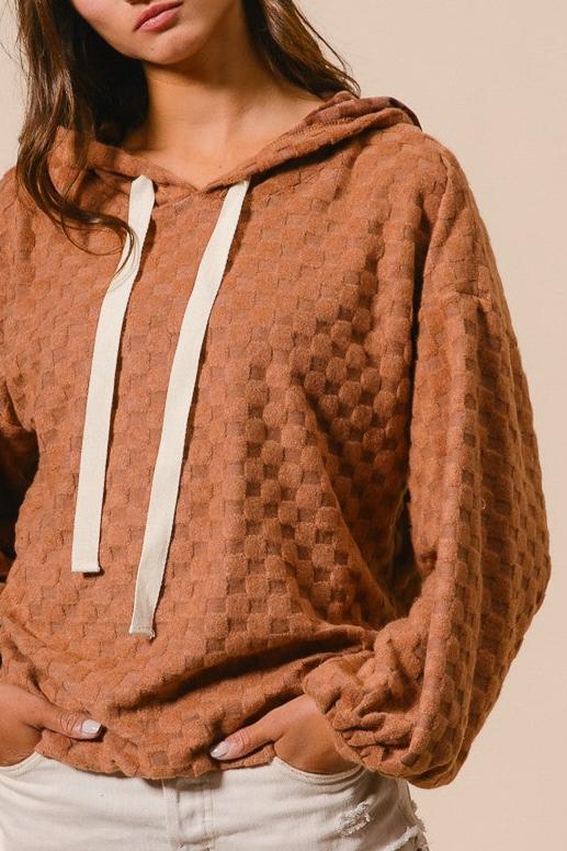 BROWN CHECKERED HOODIE