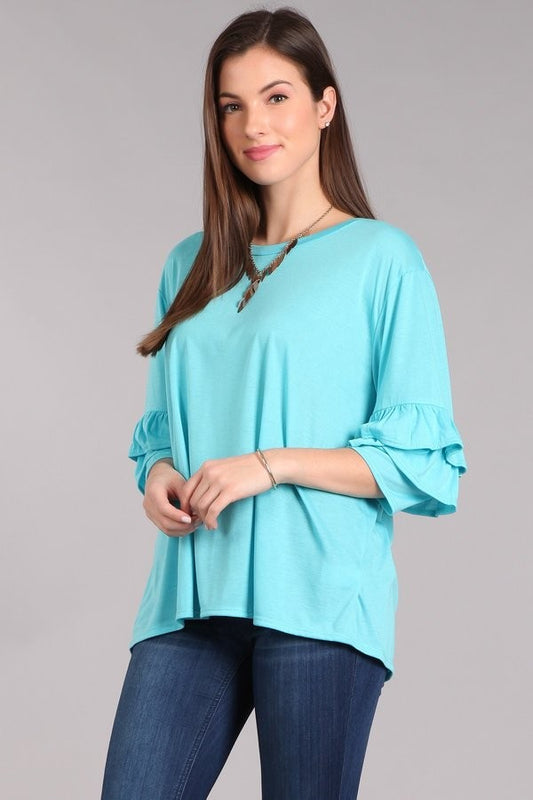 CAROL RUFFLE SLEEVE TOP (MULTI)