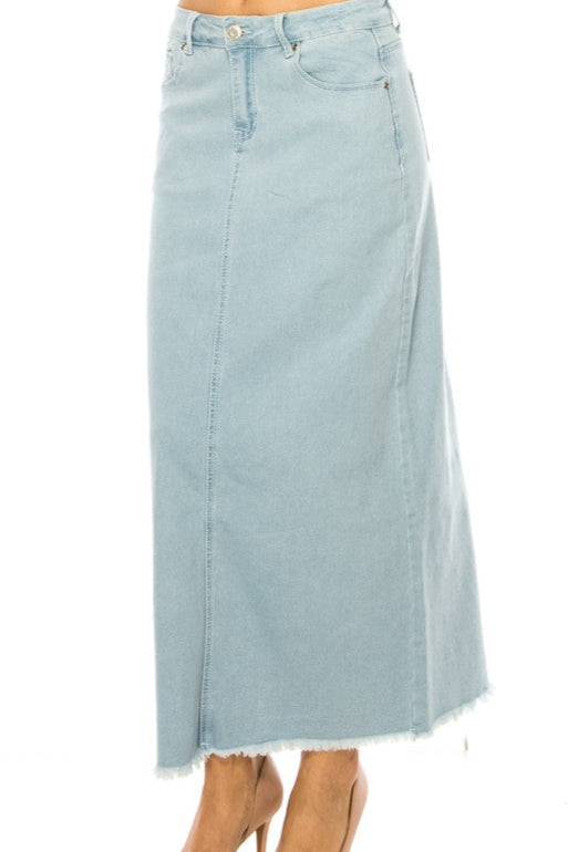 LIGHT INDIGO MAXI DENIM SKIRT