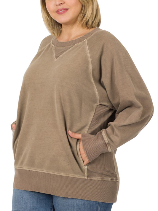 MOCHA PULLOVER WITH POCKETS