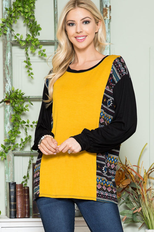 MUSTARD AZTEC PULLOVER