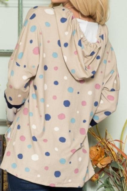 POLKA DOT VNECK HOODIE