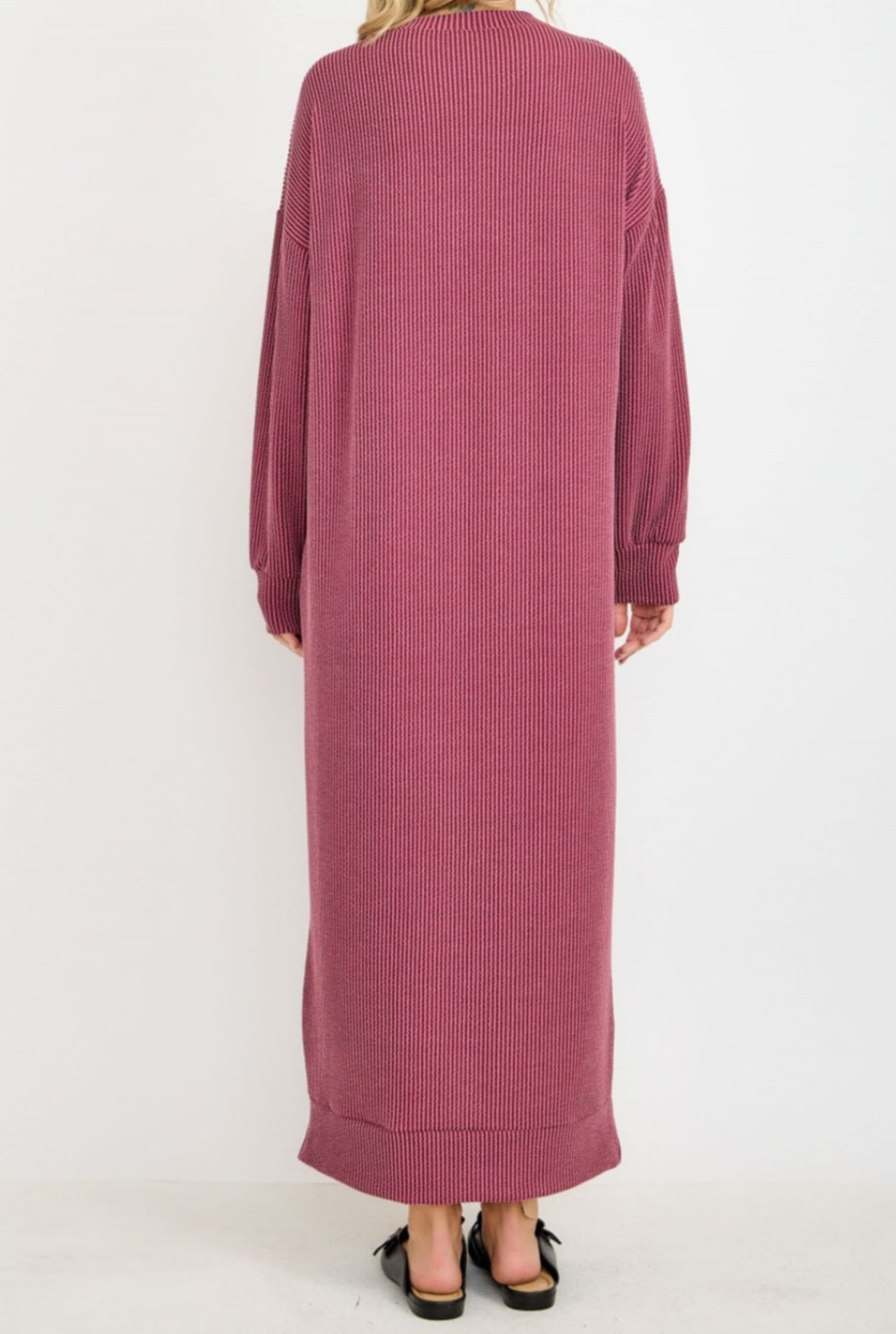 MOCHA RIBBED LOUNGE DRESS