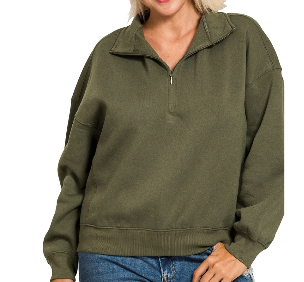 HALF ZIP FLEECE LINED SWEATSHIRT (multi)