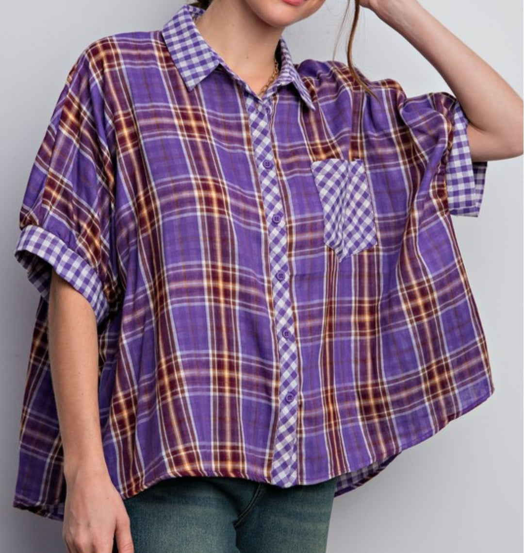 PLAID PRINTED OVERSIZE SHIRT (multi)