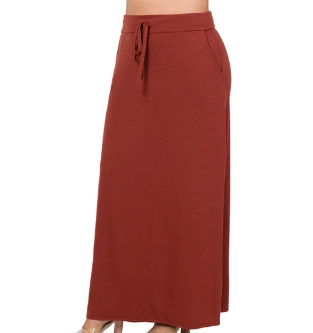 PLUS LOUNGE MAXI SKIRT WITH  DRAWSTRING