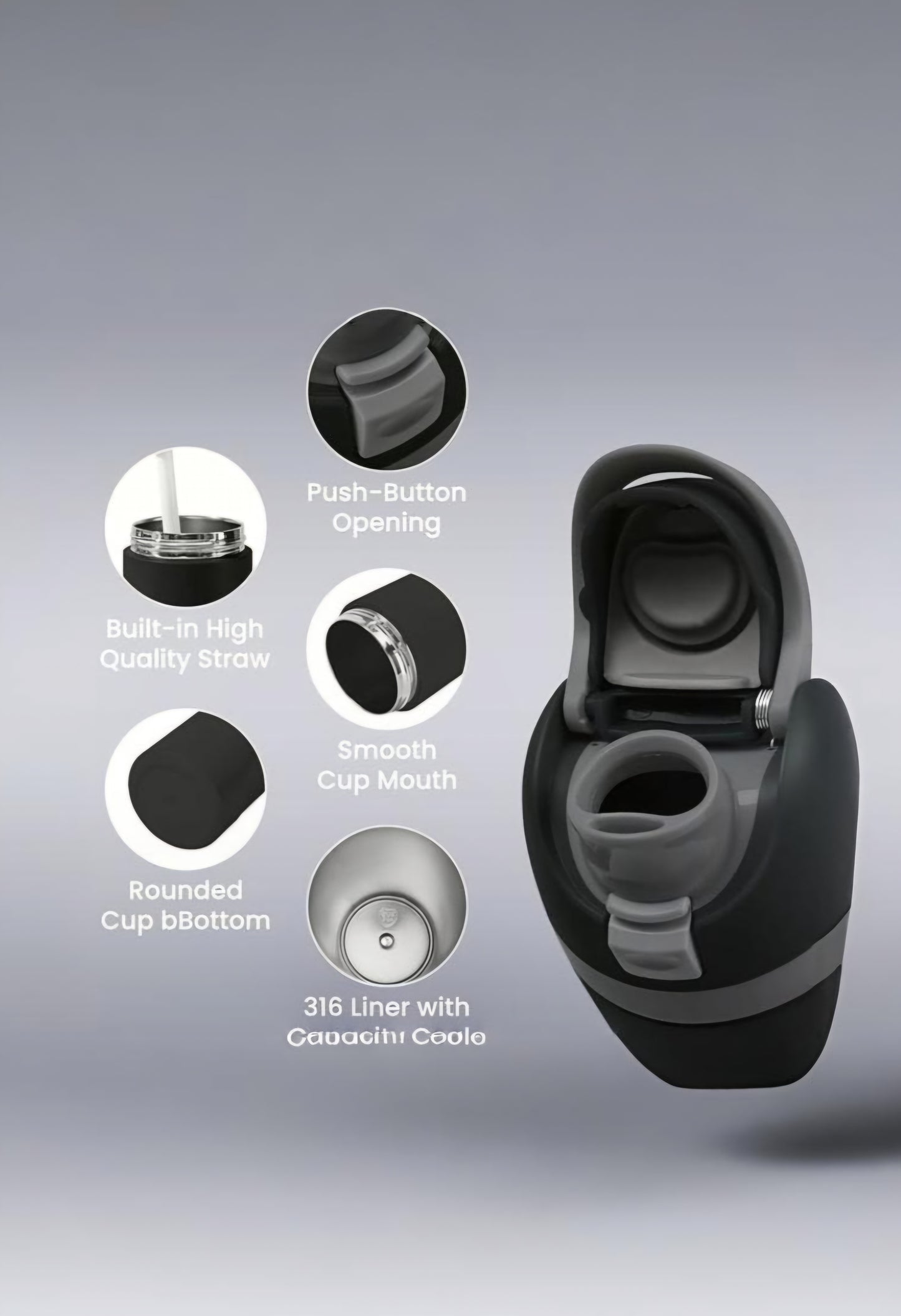 24 OZ SNAP LID STAINLESS STEEL BOTTLE TUMBLER (multi)