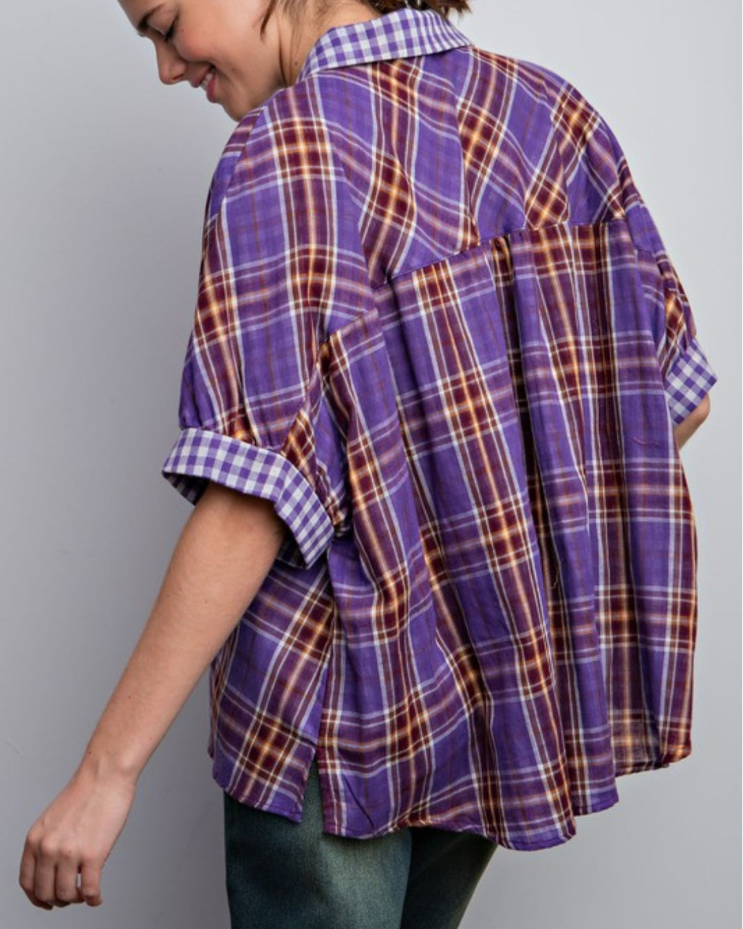 PLAID PRINTED OVERSIZE SHIRT (multi)