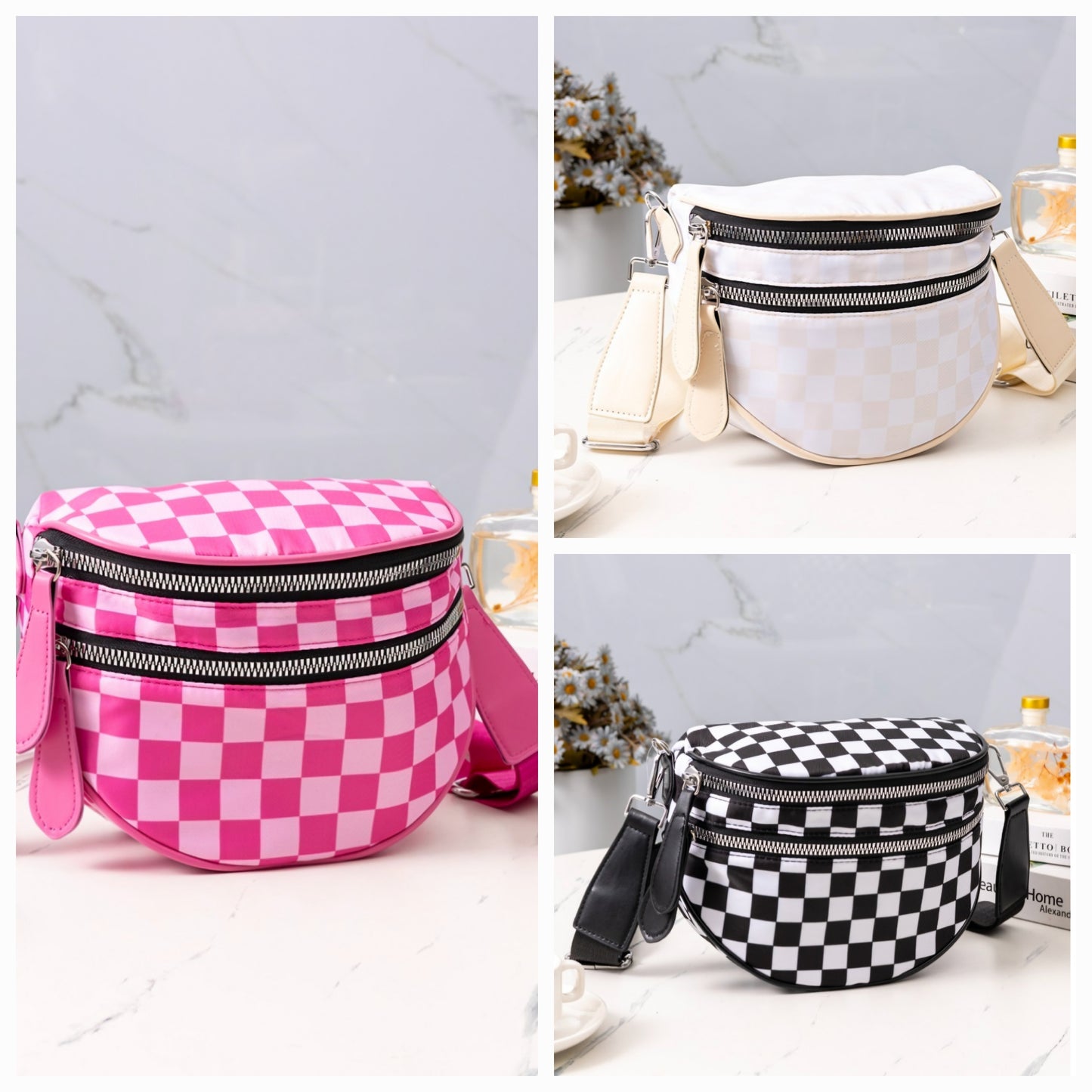 SADDLE BAG CHECKERED CROSSBOSY SLING (multi)