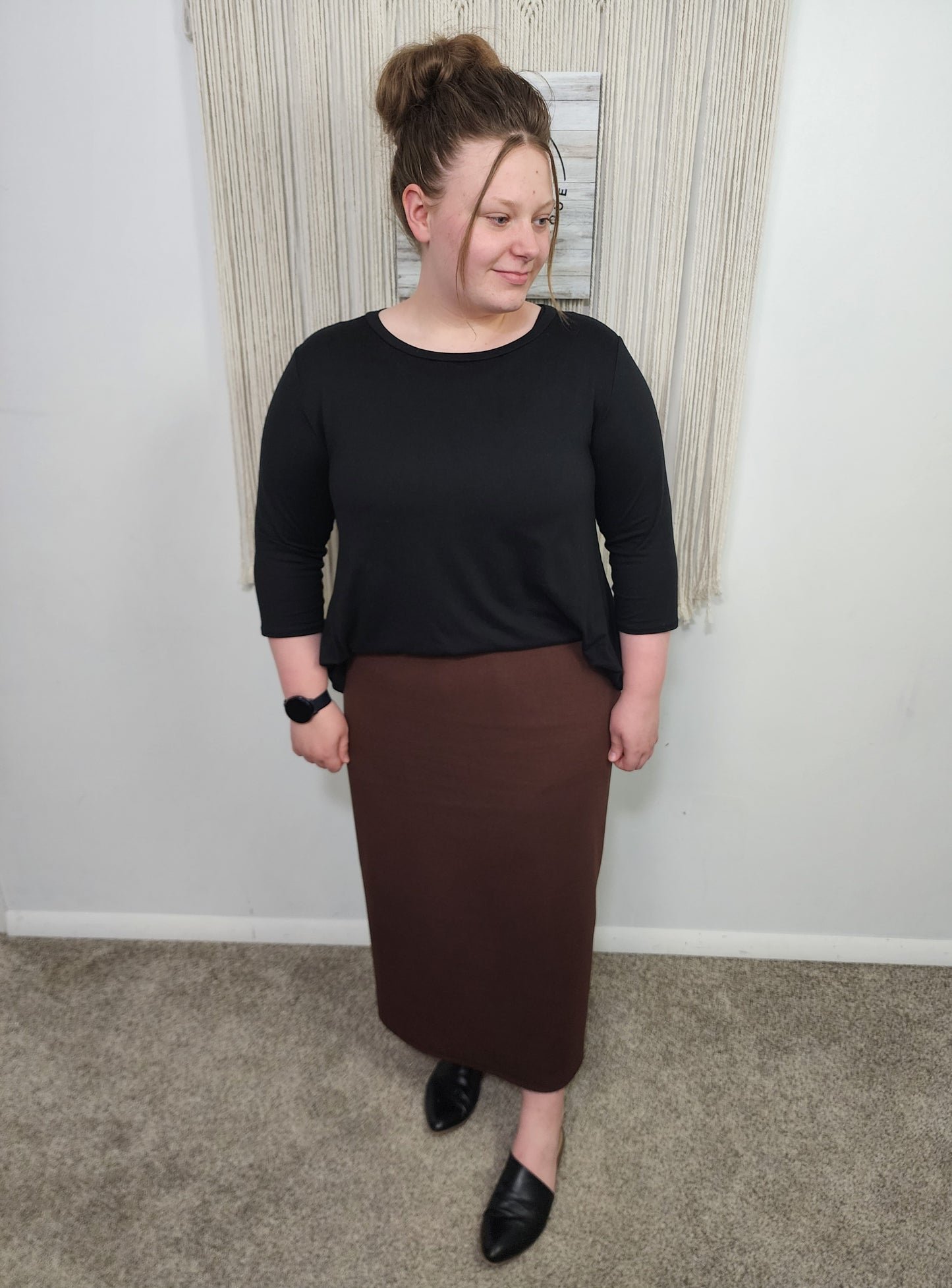 31 INCH SANDRA SKIRT IN BROWN