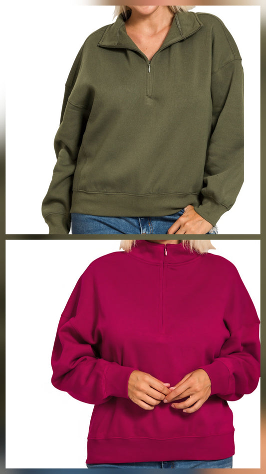 HALF ZIP FLEECE LINED SWEATSHIRT (multi)