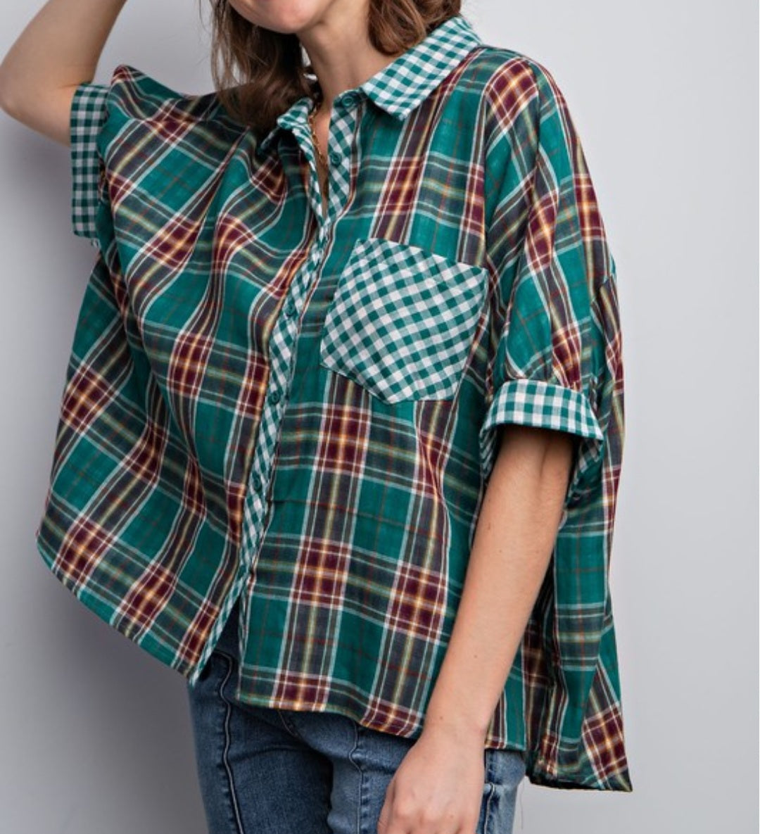 PLAID PRINTED OVERSIZE SHIRT (multi)