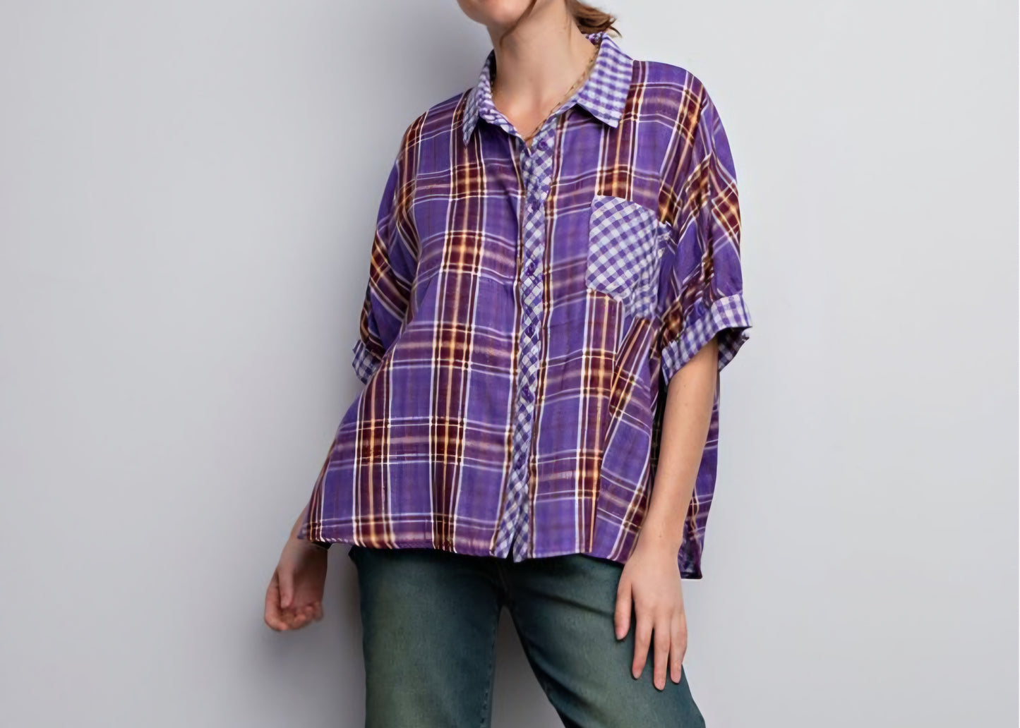 PLAID PRINTED OVERSIZE SHIRT (multi)