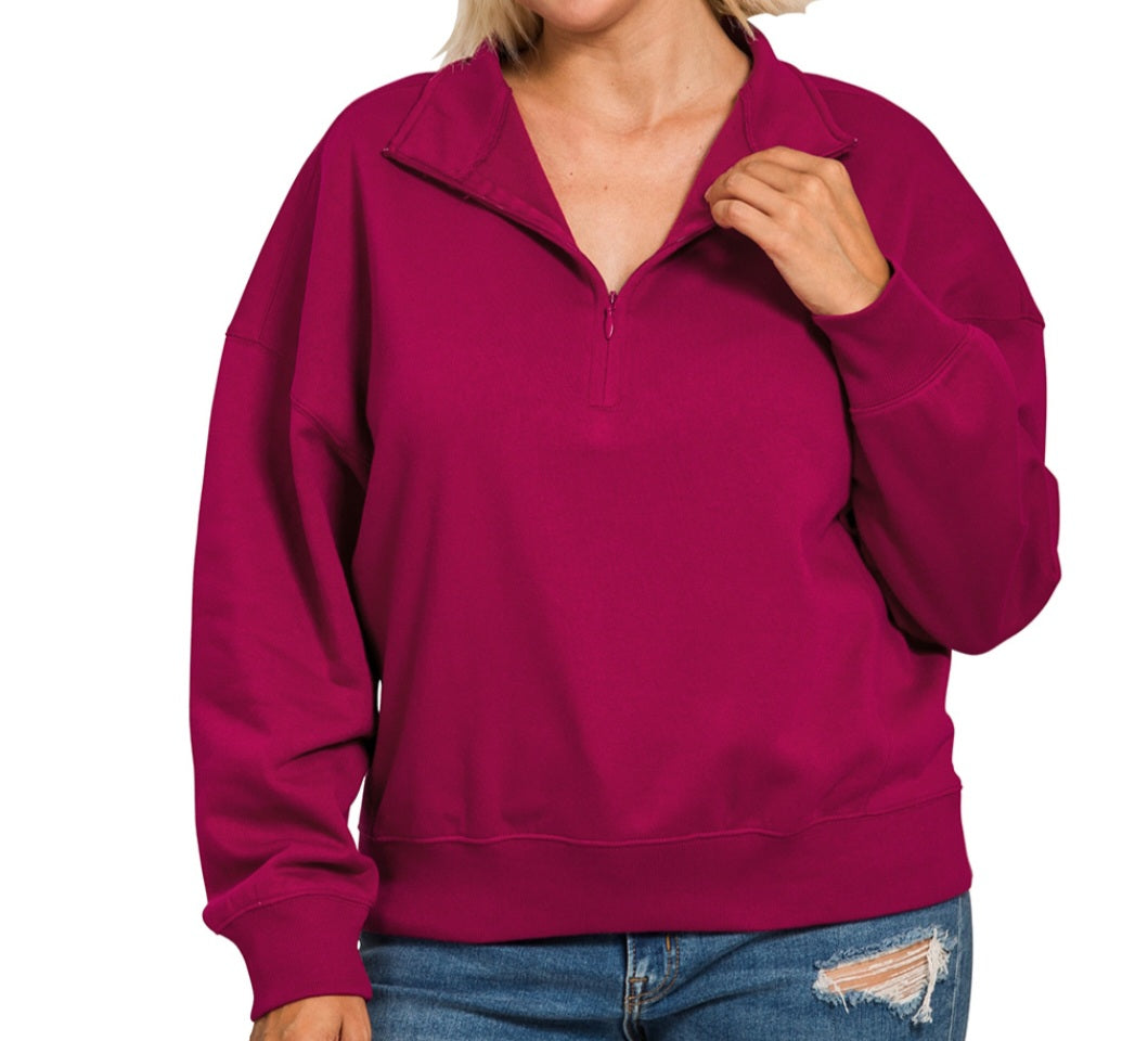 HALF ZIP FLEECE LINED SWEATSHIRT (multi)