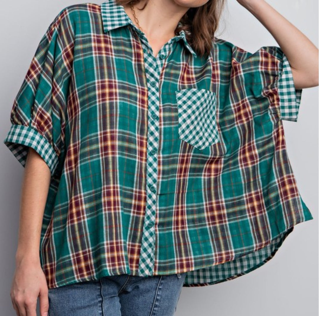 PLAID PRINTED OVERSIZE SHIRT (multi)