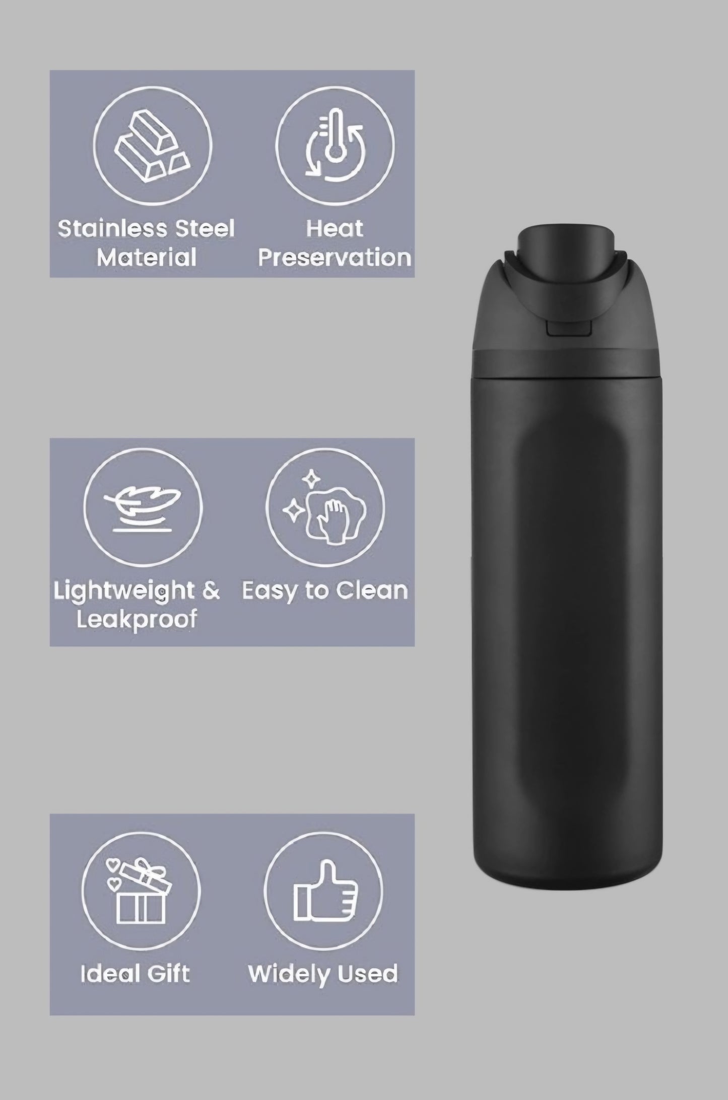 24 OZ SNAP LID STAINLESS STEEL BOTTLE TUMBLER (multi)